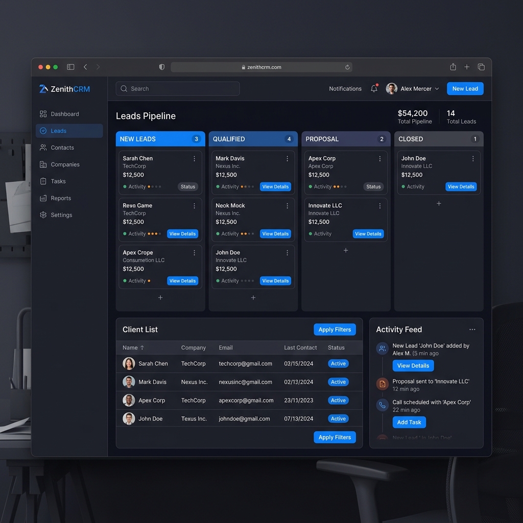 CRM System Mockup