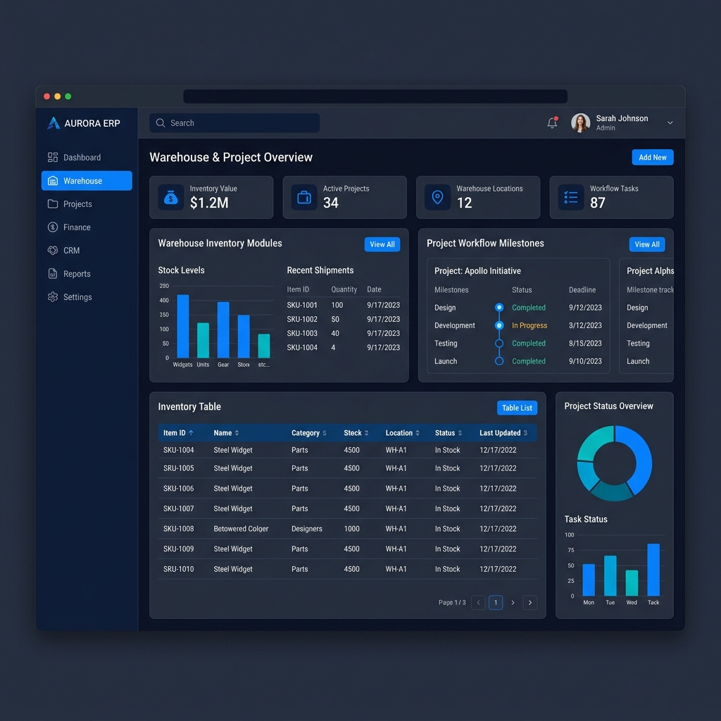 ERP Management System Mockup